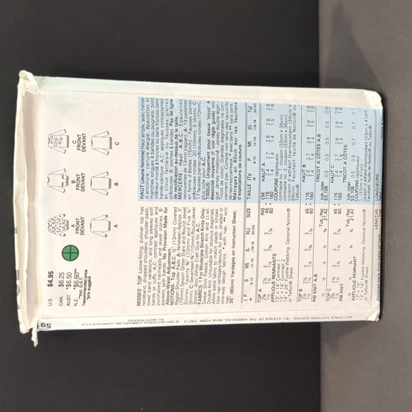 Butterick 5911 Easy Uncut Sewing Pattern Women's Tops Sizes L-XL - Picture 3 of 6